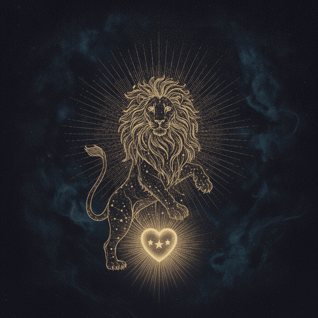 A celestial plate for The Lion in the Chest, in gold constellation-light